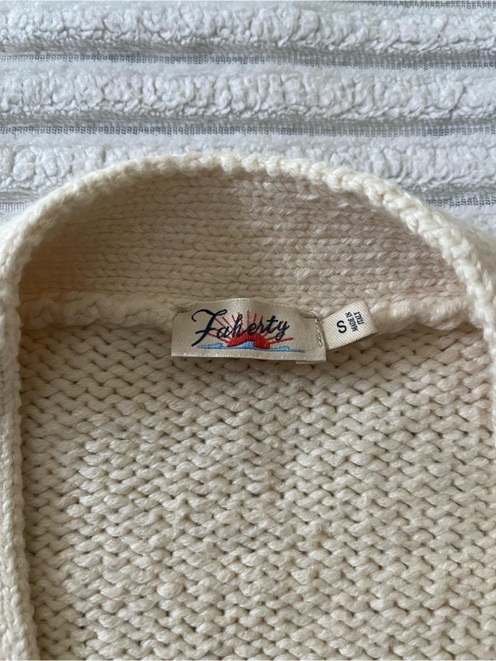 Faherty Cream Cardigan - Picture 9 of 11